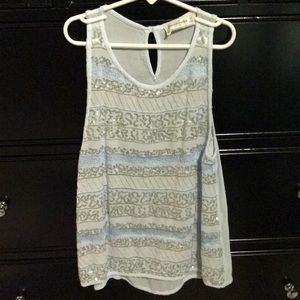 Blue Sequin Tank Top